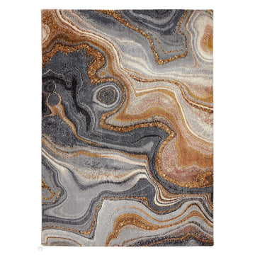 Amara AMA107 Modern Abstract Marbled Granite Stone High-Density Soft-Touch Polyester Charcoal/Bronze Gold/Blue/Grey Rug-Concept Looms-Rug Love - The Most Loved Rug Store